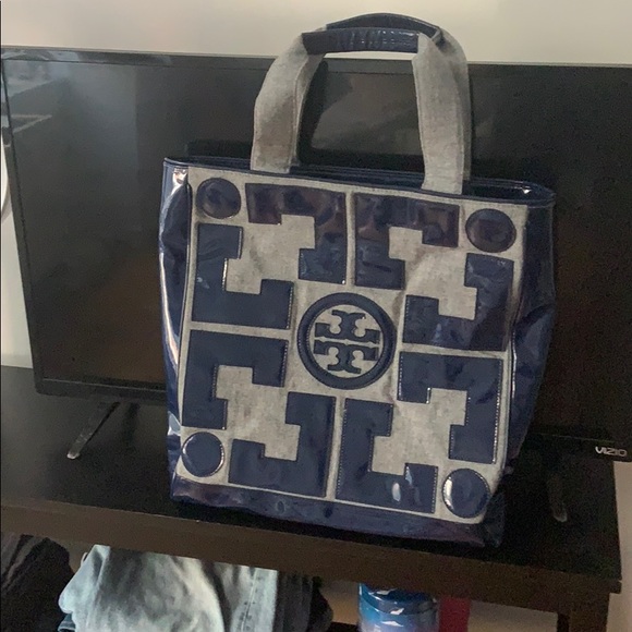 Tori Burch blue tote/ off the shoulder bag - Picture 2 of 2